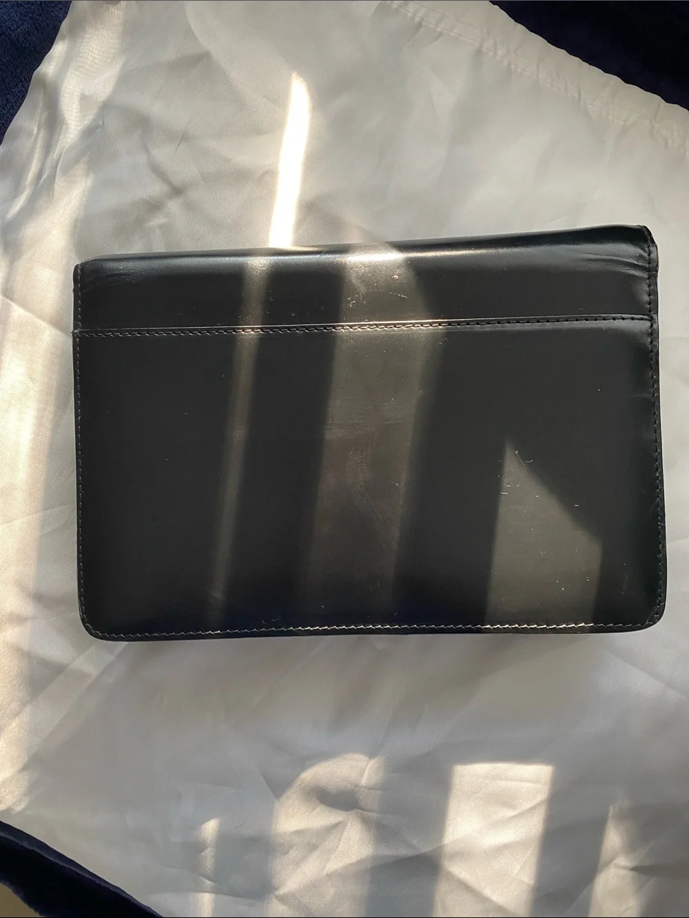 Bally Vintage Black Leather Clutch with Gold Lock and hidden strap